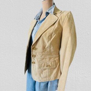 Vintage Y2k Suede Leather Western Blazer Jacket Stitched Details Stone 10